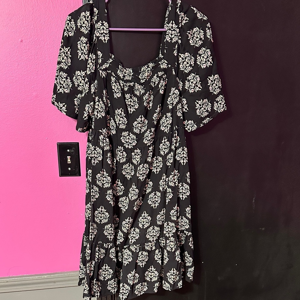 Maurices Black and White Floral Square-Neck Mini Dress